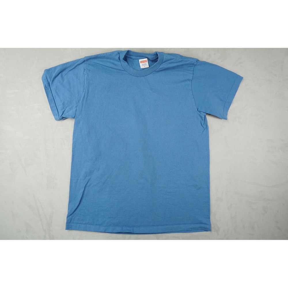 Supreme T-Shirt Mens Medium Blank Tee Blue Made In USA Authentic Y2K